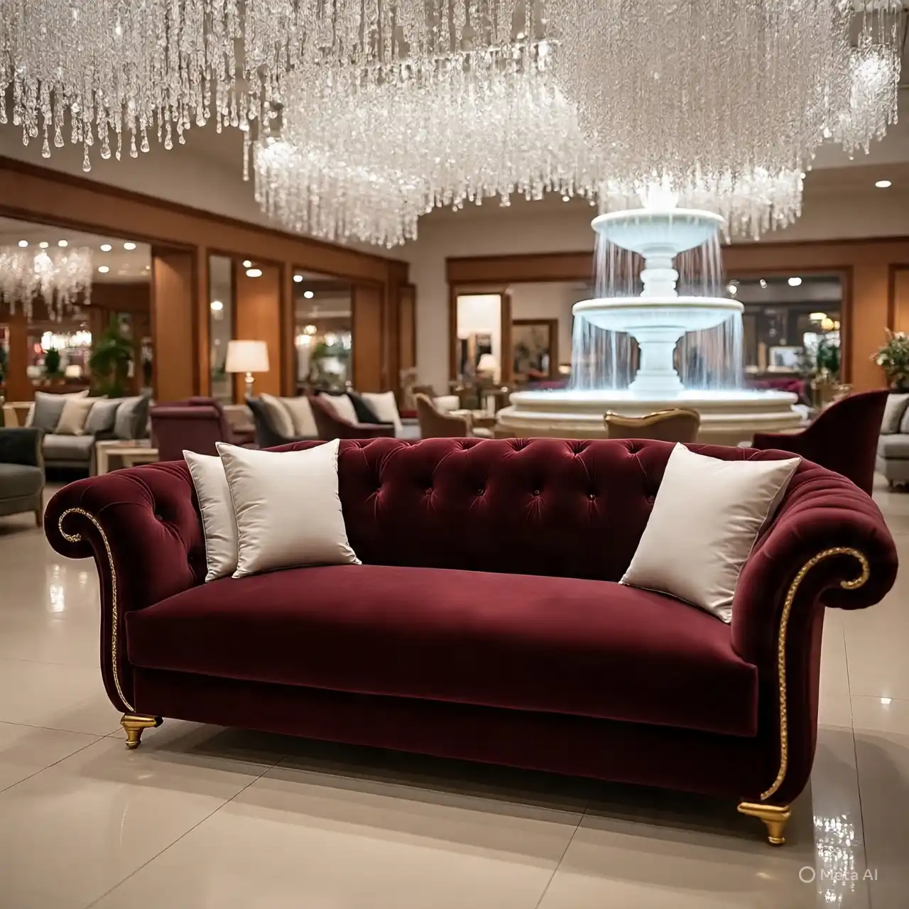 كنب أحمر فاخر