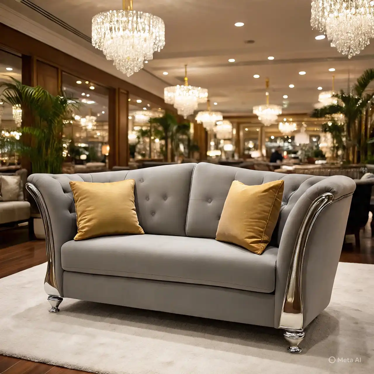 كنب رمادي فاخر